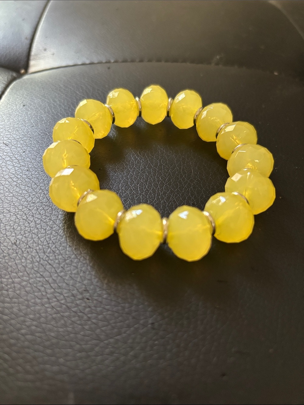 Yellow Faceted Bead Stretch Bracelet